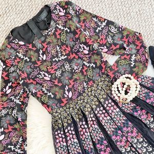 ✨SALONI Cornucopia Floral Lace Dress Tea-Length Long-Sleeved Women’s Size 2✨